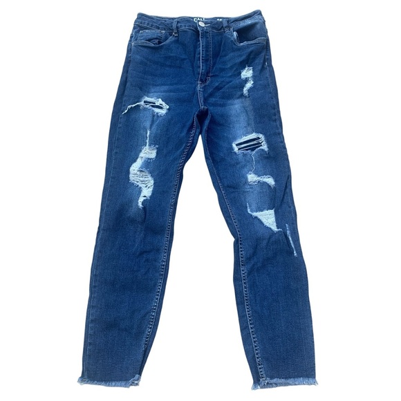 Cali Ultra High Rise Skinny Distressed Jeans - Dark Wash - Size 15 - Picture 1 of 11